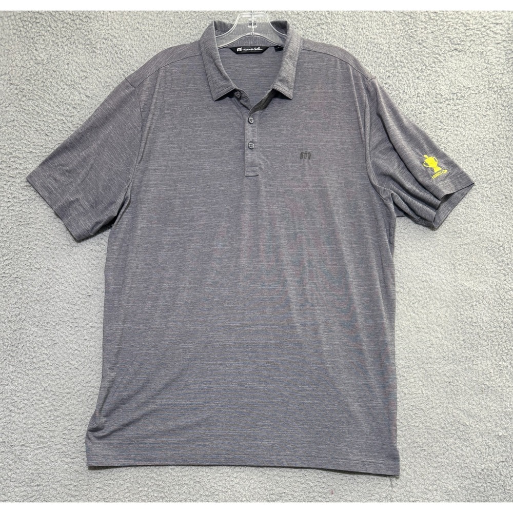 Travis Matthew Gray polo shirt Mens Size XL Hines Cup logo Stretch